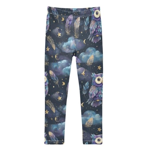 Owl Moon Starry Sky Girls Leggings Kids Yoga Pants Dance Active Tights 4T