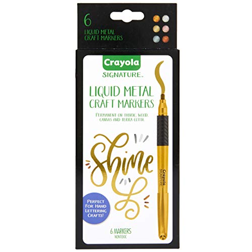 Crayola Metallic Permanent Markers, Fine Point, Assorted Colors, Mothers Day Decorations, 6 Count #TOP1