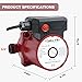 KOLERFLO 3/4 Inch Hot Water Circulating Pump 3-Speed Circulation Water Pump for Solar Heater System(RS15-6 Red)