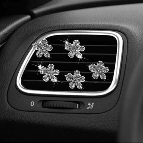 Image of 5 Pcs Car Vent Clip,Bling Flower Car Air Fresheners Vent Clips Cute Car Vent Decorations,Car Diffuser Rhinestone Car Interior Decoration Charm Car Vent Accessories