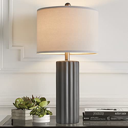 Oneach 24.75'' Farmhouse Ceramic Table Lamp Set Of 2 For Bedroom Living Room House Decor Deep Charcoal Grey Desk Lamps Home Office Dorm Rustic Modern Style Lamp #TOP3