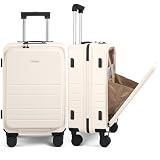LOVEVOOK Hard Shell Carry On Luggage 22x14x9 Airline Approved,22 Inch Cute Carry On Suitcase with Spinner Wheel TSA Lock,Lightweight Travel Luggage Roller Rolling Suitcase,Gifts for Men & Women,Beige