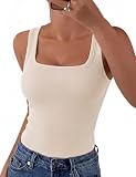 Diseño: top sin mangas mujer escote cuadrado ajuste entallado color liso canalé elástico. Corte limpio moderno realza silueta natural sin presión. tops mujer verano y2k estilo minimalista prenda básica camisetas mujer tendencia actual