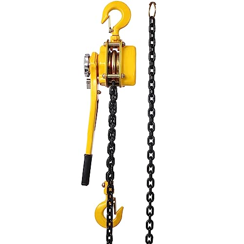 Manual Lever Chain Hoist, 1-1/2 Ton 3300LBS Capacity 10 FT Chain Come Along with Heavy Duty Hooks Ratchet Lever Chain Block Hoist Lift Puller, for workshops, Factories, Construction Sites and More