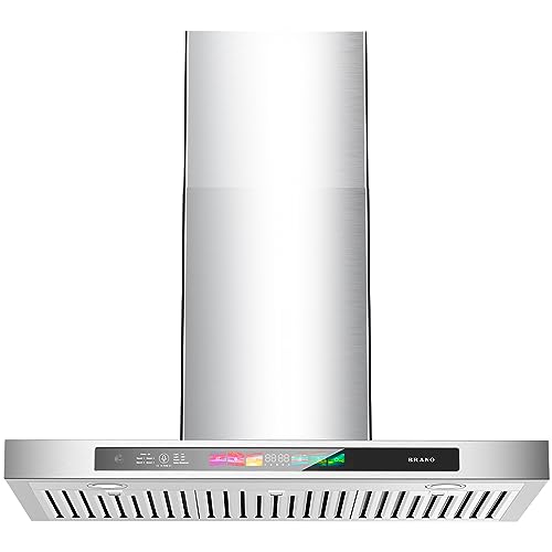 BRANO 30 Inch Wall Mount Range Hood with Voice/Gesture/Touch Control, 900 CFM Kitchen Hood Vent with 4 Speed Exhaust Fan, Memory Mode, Adjustable Lights