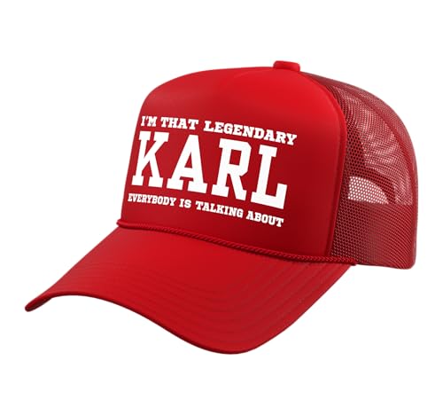 I'm That Legendary Karl Everybody is Talking About Trucker Hat with Adjustable Mesh Back, Red