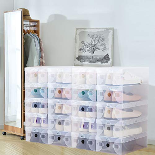 Boîtes à chaussures pliables avec trous d'aération : lot de 20 modules transparents