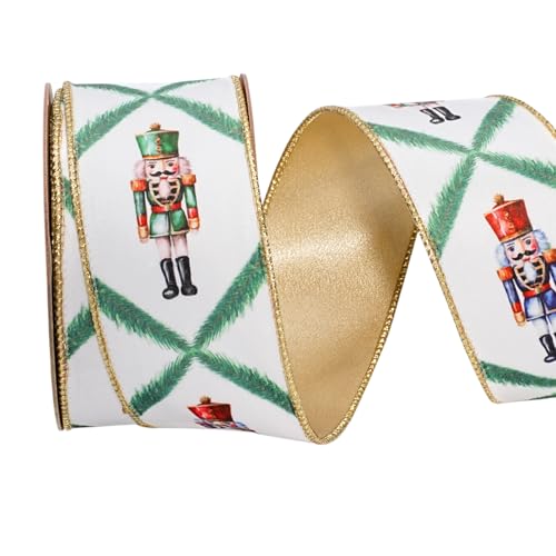 LaRibbons Nutcracker Ribbon Wired 2.5 Inch x 10 Yards Reversible