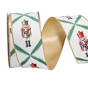 LaRibbons Cinta de terciopelo con alambre de cascanueces, 2.5 pulgadas x 10 yardas, cinta de terciopelo reversible verde y dorada para árbol de Navidad, envoltura de regalos, lazo de corona
