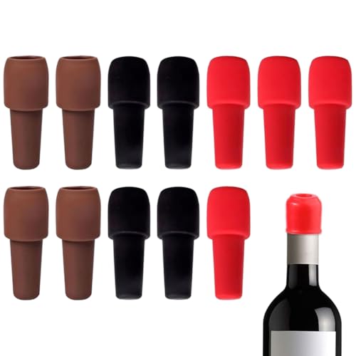 Tappi per Vino 12 PCS Tappo Riutilizzabile per Bottiglie di Vino Spumante, Tappi per Bottiglie di Vino, Tappo in Silicone per Bottiglie di Vino per Birra, Champagne, Prosecco, Uso Domestico (A)
