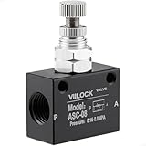 VIILOCK Pneumatic Air Flow Control Valve, PT1/4 Speed Regulating One-Way Throttle Valve ASC-08