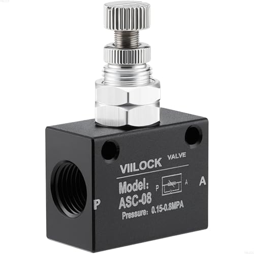 VIILOCK Pneumatic Air Flow Control Valve, PT1/4 Speed Regulating One-Way Throttle Valve ASC-08