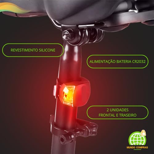 Par Sinalizador Bike Bicicleta Silicone Led Duplo Sapinho Dianteiro e Traseiro Mundo Compras
