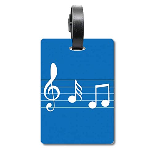 Étiquette de bagage suspendre motif portée musicale bleue valise et sac