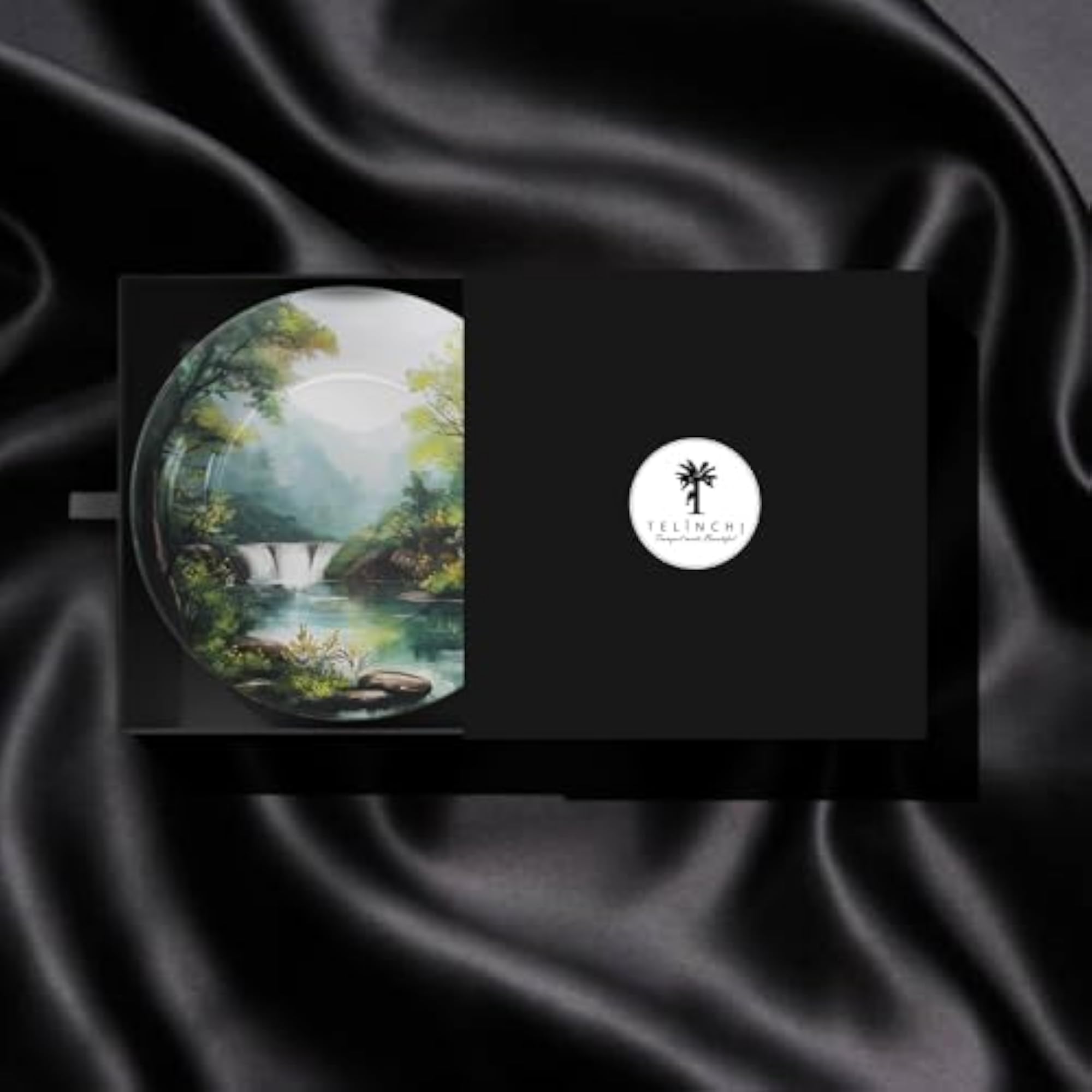 Waterfall Wall Art Plate, Scenic Landscape Design
