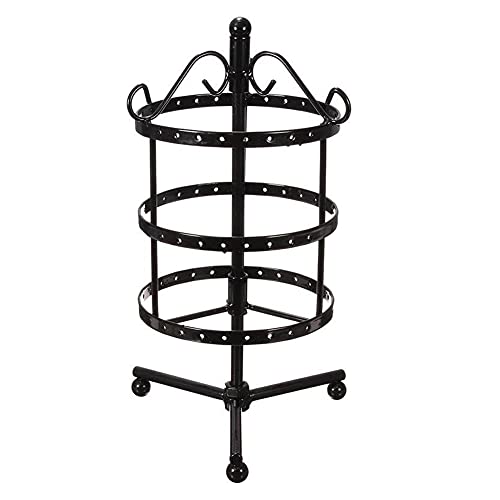 Cilected Black Rotating Earring Holder/Earring Tree/Earring Organizer/Earring Stand/Jewelry Display with Free 10 Pairs Earring Safety Backs (3 Tiers)
