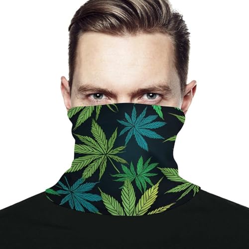 Green Weed Leaf Neck Gaiter Ski Mask Face Cover Balaclava