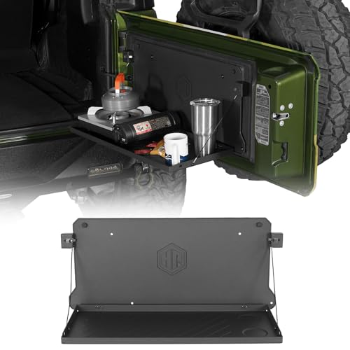 Hooke Road Tailgate Foldable Table Cargo Shelf for 2018-2026 Jeep Wrangler JL JLU Unlimited 2/4 Doors Rear Door Storage Rack Sturdy Camping Prep Table Overlanding Trail Gear Platform