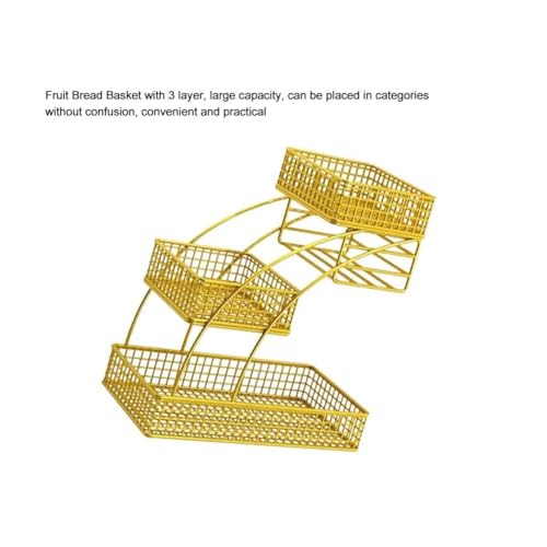 Soporte para cesta de frutas de hierro con tres niveles de diseño robusto 3