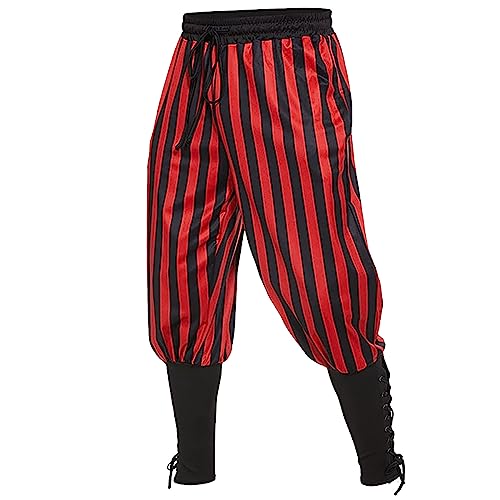 Beokeuioe Pantalones medievales para hombre, disfraz de pirata,