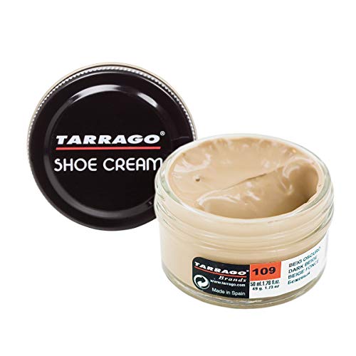 Tarrago Shoe Cream - Professional Shoe Polish With Carnauba Wax To Re-Color And Polish - Smooth Leather Shoes And Boots- Over 100 Colors - 50 Ml/ 1.7Fl. Oz - Dark Beige #109 #TOP14