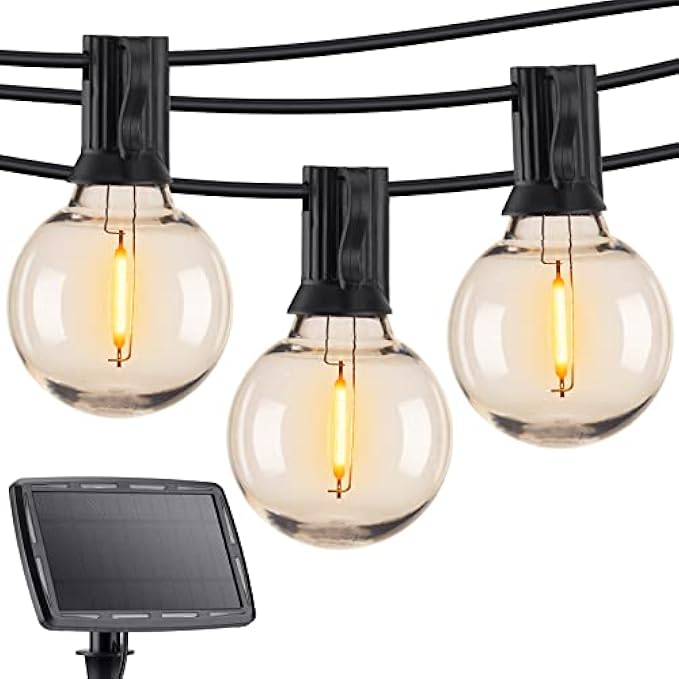 Outdoor Solar String Lights 29ft Waterproof Garden LED Lights with 25 Shatterproof Bulbs, 4 Light Modes, Hanging Lights Solar for Backyard Garden Porch Patio Decor, E12 Base, 2700K