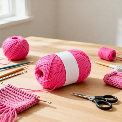 1Roll for Crocheting and Knitting-25g 60.15 Yards 4 Ply Craft Yarn for Scarves, Hats, Socks and DIY Handcrafts Projects (Dark Pink) — view 2