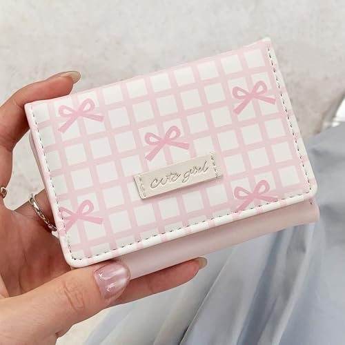 Eye Catching Striped PU Wallet With Bows Detail Soft And Practical Card Compartment Fashion Short Coin Purse For Women Stylis2