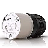ELEGRP NEMA L5-30R Locking Connector, Generator Twist Lock Adapter Connector, 30 Amp 125V 2 Pole 3 Wire Grounding, Industrial Grade Heavy Duty, UL Listed (1 Pack, Black/White)