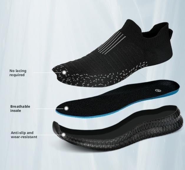 Men's Slip-on Sneakers, Easy to Put on and take Off Casual Shoes, Non-Slip and wear-Resistant, mesh Breathable, Lightweight, Training, Walking, Running, Mountaineering2