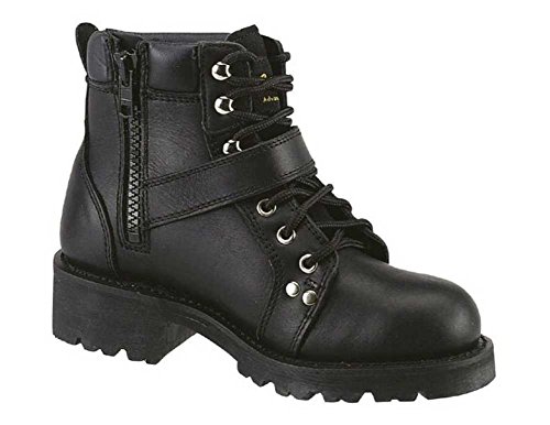 AdTec Women's YKK Motorcycle Zipper Boot Soft Black Heavy Duty Leather 8143 (8)