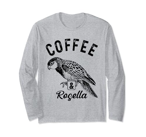 Caffè e pappagallo Rosella Caffè e Rosella pappagallo, carino Rosella uccello animale domestico schizzo Maglia a Manica