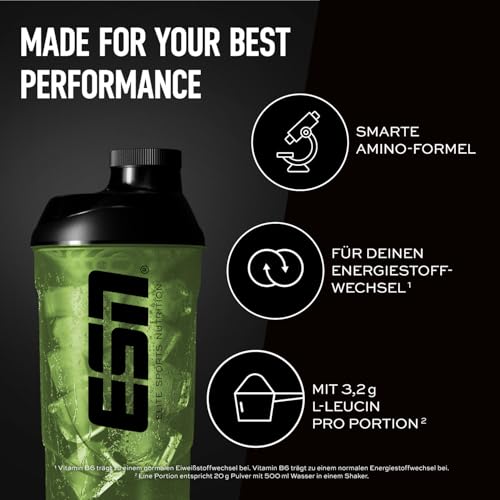 ESN EAA+, Green Apple, 400 g, allen 9 EAAs & Vitamin B6, 3,2 g Leucin pro Portion, ideale Löslichkeit, vegan - made in Germany