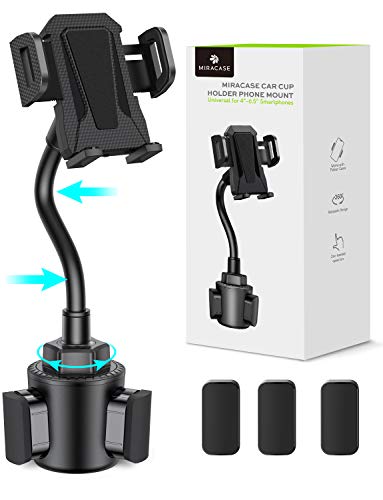 Miracase Car Cup Holder Phone Mount Upgraded Adjustable Universal Cup Holder Cradle Car Mount for Cell Phone Compatible with iPhone Xs XS Max XR X 8 8plus 7 7 Plus Samsung Galaxy S9 S8 S7（Black）