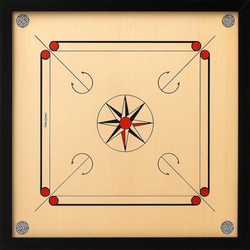 AnNafi Carrom Board | 27-27 Inch Wooden Carrom Board with Free Coins & Striker | Professional Finish Board Game for Family | Fun Board Games | for Kids, Friends & Family