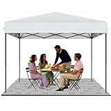 QEENTOE 3x3m Faltpavillon Wasserdicht | EIN Knopf Install | Pop-up Pavillon Winterfest & Höhenverstellbar | Gartenzelt/Partyzelt für Balkon und Camping inkl. Tragetasche (Weiß)