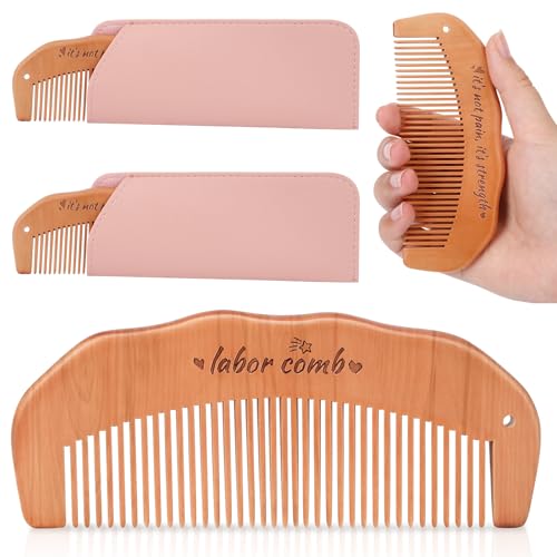 Image of FEBSNOW Birthing Comb, 2 Pack Natural Wooden Labor Combs for Pain Relief Birthing Comb for Pregnant Women's Delivery Gifts