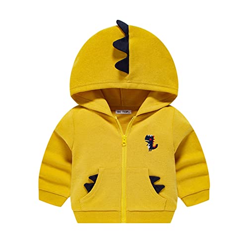 Boys and Toddlers' Dinosaur Hooded Jacket Zip up Hoodie Kids Active Cotton Sweatshirt Windproof Coat Fall Outerwear