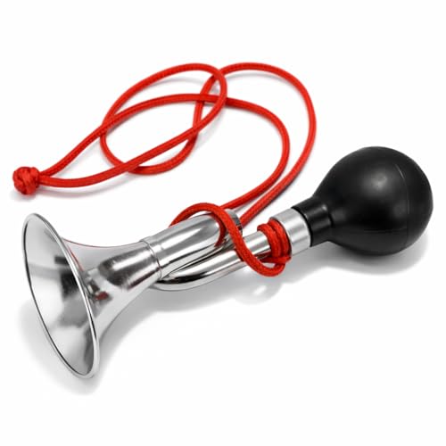 Metal Clown Horn | Retro Clown Horn | Metal Honking Horn | Clown Prop Horns | Loud Circus Bulb Horns | 6.5 Inches | Black/Silver