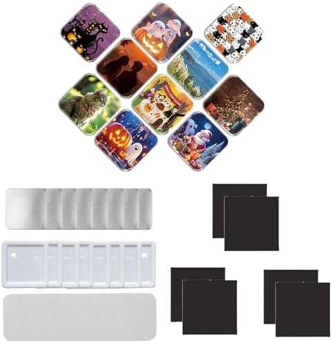 DIY Picture Magnet Maker Kit - Square/Rectangle Magnet Press Machine 2x2/3x2/3.5x2.5in, Craft Supplies for Custom Magnets, Includes Paper Cutter & 100 Sets
