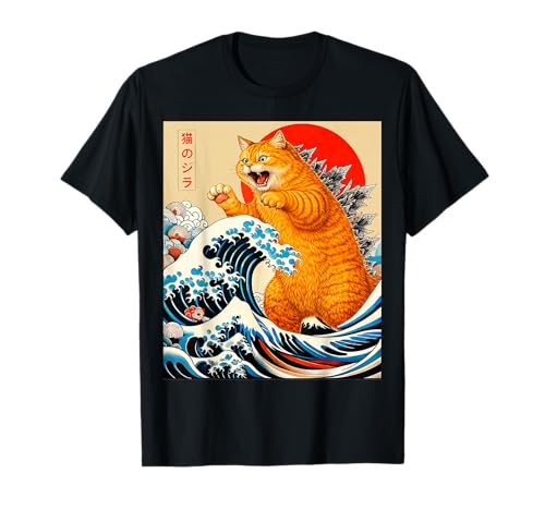 Catzilla Orange Cat Japanese Art Gifts for Men Women Kid T-Shirt