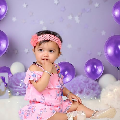 Image of 120 Pack Pearl Purple Balloons, Bright 12 inch Royal Purple Latex Party Balloons for Birthday Wedding Baby Shower Halloween.