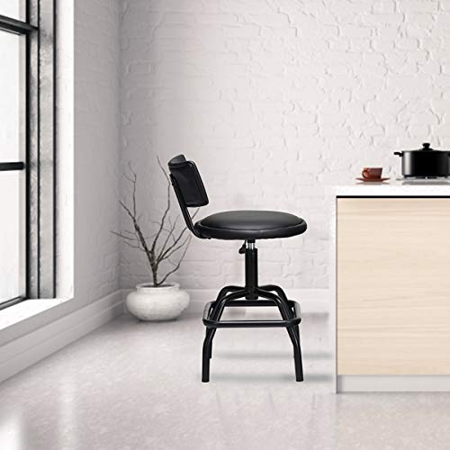 Costway Adjustable Height Bar Stool, 360 Degree Swivel, Modern Guitar Stool For High Ergonomic Seating, With Pu Leather Cushion, Heavy Duty Steel Frame For Bar, Shop And Music, Garage, Black #TOP2