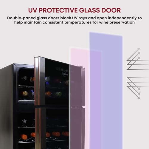 Koolatron 29 Bottle Wine Fridge Dual Zone Wine Cooler Cabinet with Glass Door Beverage Can Refrigerator Ideal for Red White & Sparkling Wine 3 cu. ft (Silver Black 86 L) - Image 4