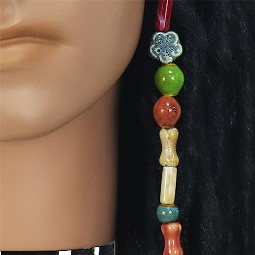 Pirate Dreadlock Wig Jack Sparrow Costume Props Bandana Accessories Men Women Hair Braid Beads Halloween Cosplay Black3