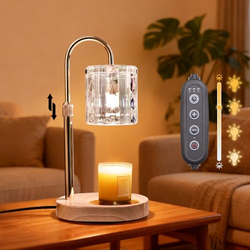 Candle Warmer Lamp with Timer and Dimmer 4-Level Dimmable Flower Light Heat Lamp for Jar Candles Adjustable Height Modern Cute Home Decor for Living Room Bedroom (Gradient-Square) - image 1