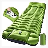 Portable Inflatable Sleeping Pad with Foot for Fast 20-Second Inflation, Body-Mapping Comfort Support, Lightweight 2.2 lb Nylon Pad, Wear-Resistant & Connectable（Navy Blue with Gray）