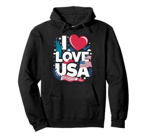 Amo gli Stati Uniti American Pride Design Felpa con Cappuccio