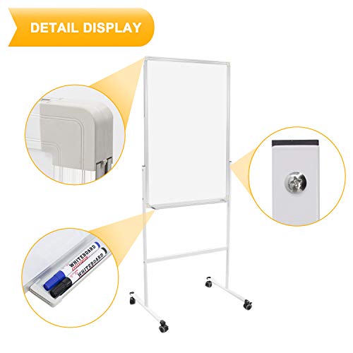 24"X36" Dry Erase Board With Stand - Adjustable Height Double Side Mobile Magnetic Rolling Whiteboard On Wheels For Home, Office & School #TOP5