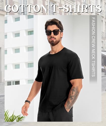 Little Beauty 3 Pack Men's Cotton T Shirts Short Sleeve Oversized Tshirts Crew Neck Casual Basic Tee Summer Tops4